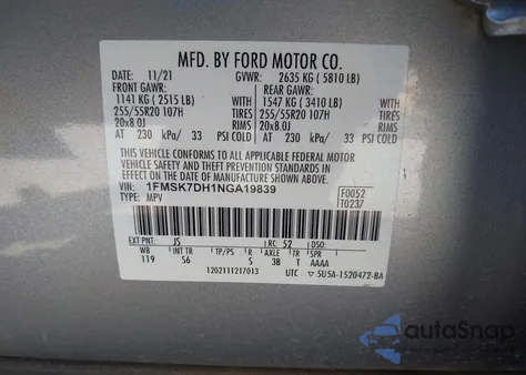 2022 Ford Explorer Xlt from USA, damaged, VIN 1FMSK7DH1NGA19839